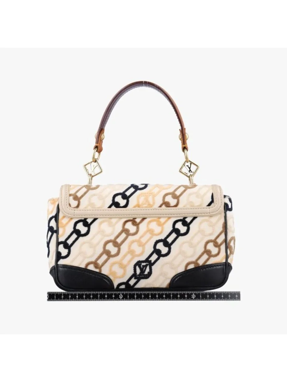 Louis Vuitton Dolly Black White Multicolor Cotton Velvet Shoulder Bag
